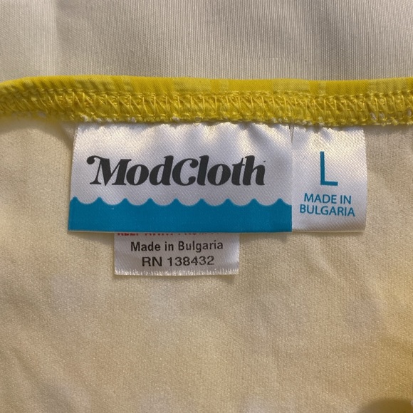 ModCloth Yellow/White Checked High-Waisted Bikini Bottoms - Picture 2 of 4